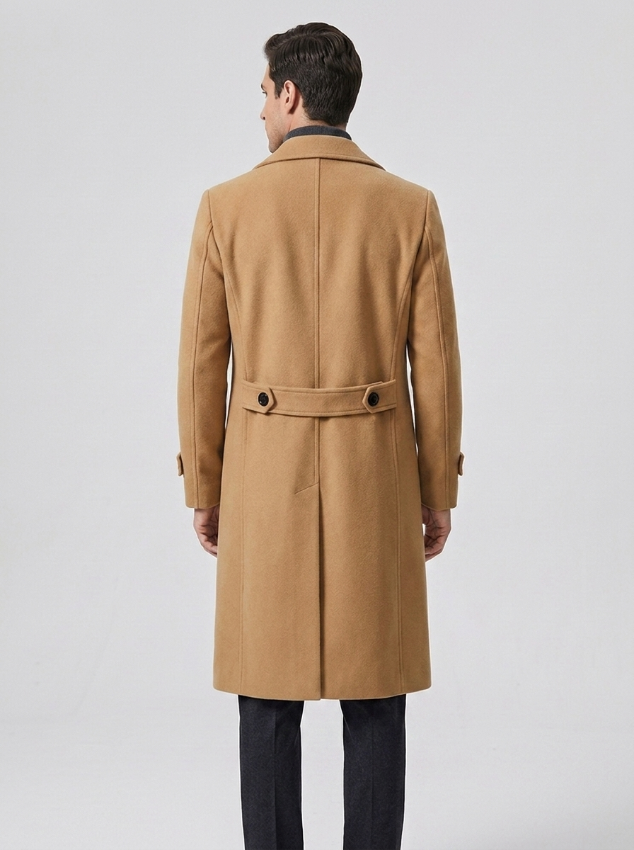 Men's Classic Wool Double Breasted Trench Coat