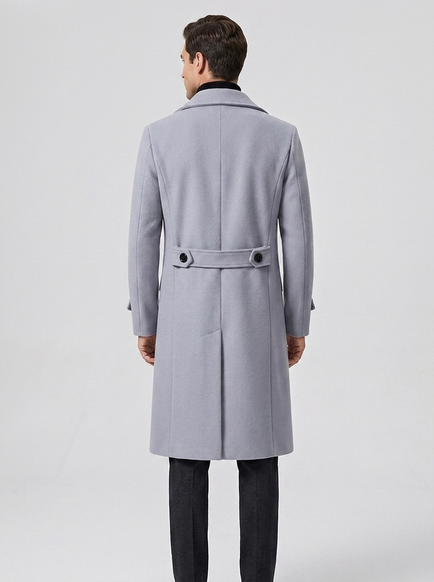 Men's Classic Wool Double Breasted Trench Coat
