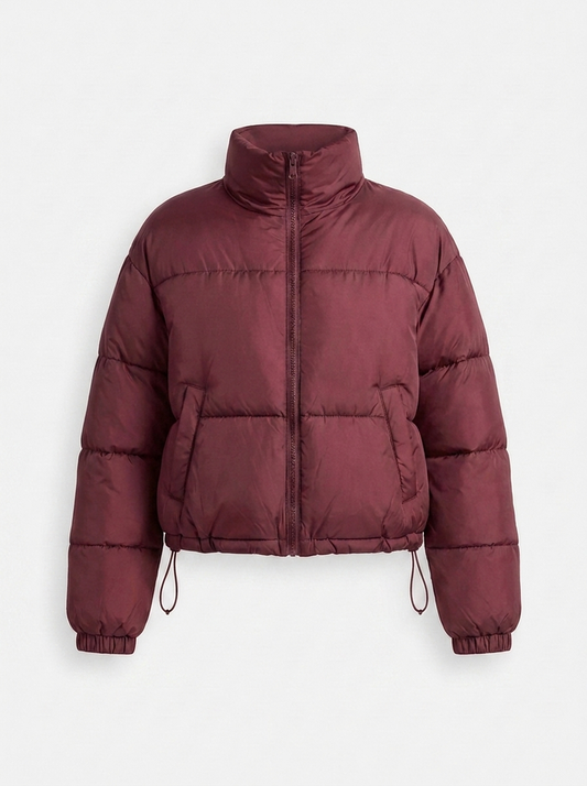 Women's Classic Quilted Puffer Jacket with Stand Collar