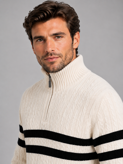 Men's Classic Wool Cable Knit Half-Zip Jumper