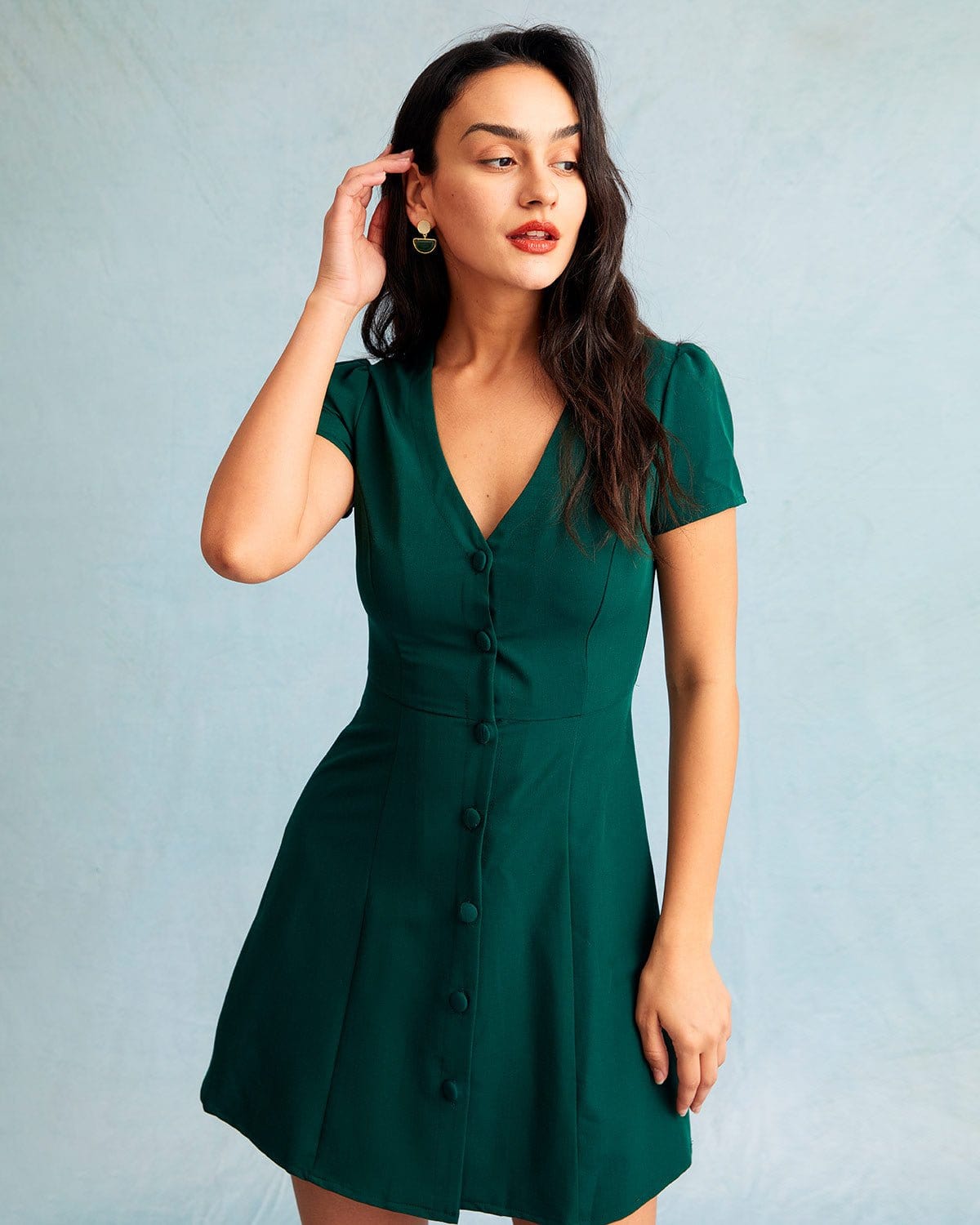 Casual Loose Fit V Neck Summer Dress - OutfitLondon