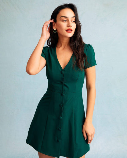 Casual Loose Fit V Neck Summer Dress - OutfitLondon