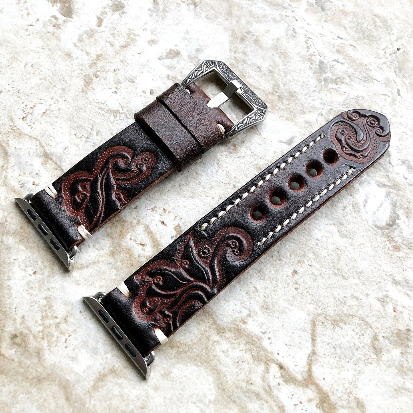Customized Monogrammed Leather Band for Apple Watch