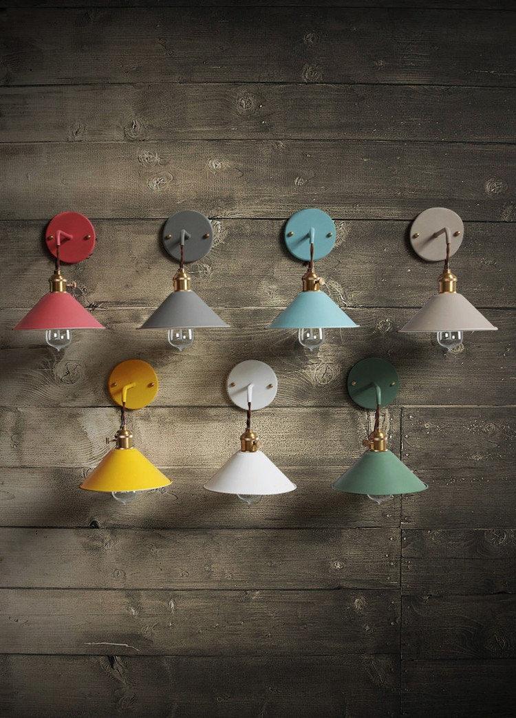 Vintage Cone Shaped Metal Wall Light with Bulb - OutfitLondon