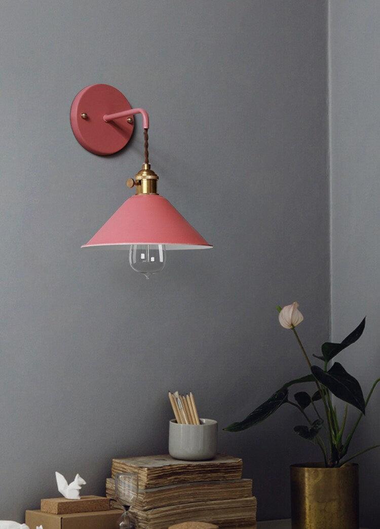 Vintage Cone Shaped Metal Wall Light with Bulb