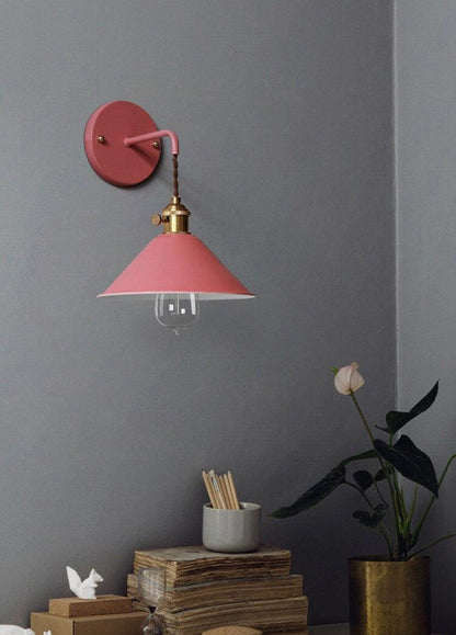 Vintage Cone Shaped Metal Wall Light with Bulb