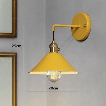Vintage Cone Shaped Metal Wall Light with Bulb