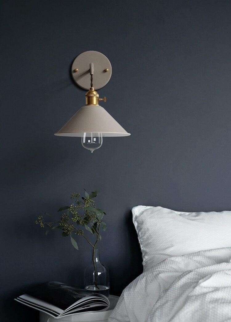 Vintage Cone Shaped Metal Wall Light with Bulb