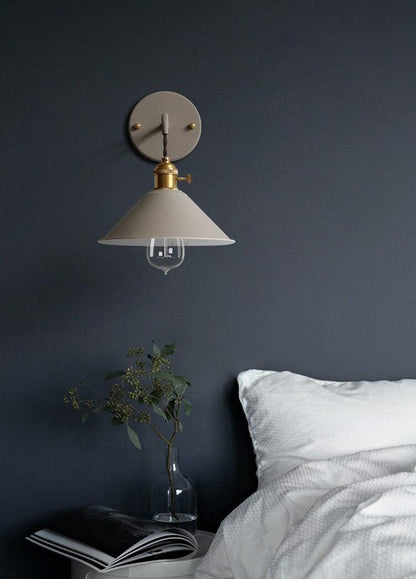 Vintage Cone Shaped Metal Wall Light with Bulb