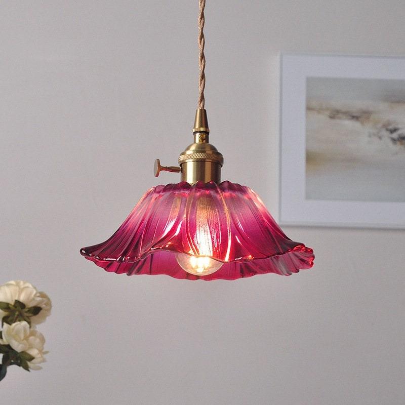 Delicate Glass Flower Hanging Light with LED