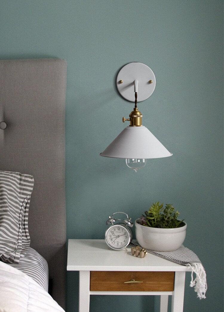 Vintage Cone Shaped Metal Wall Light with Bulb