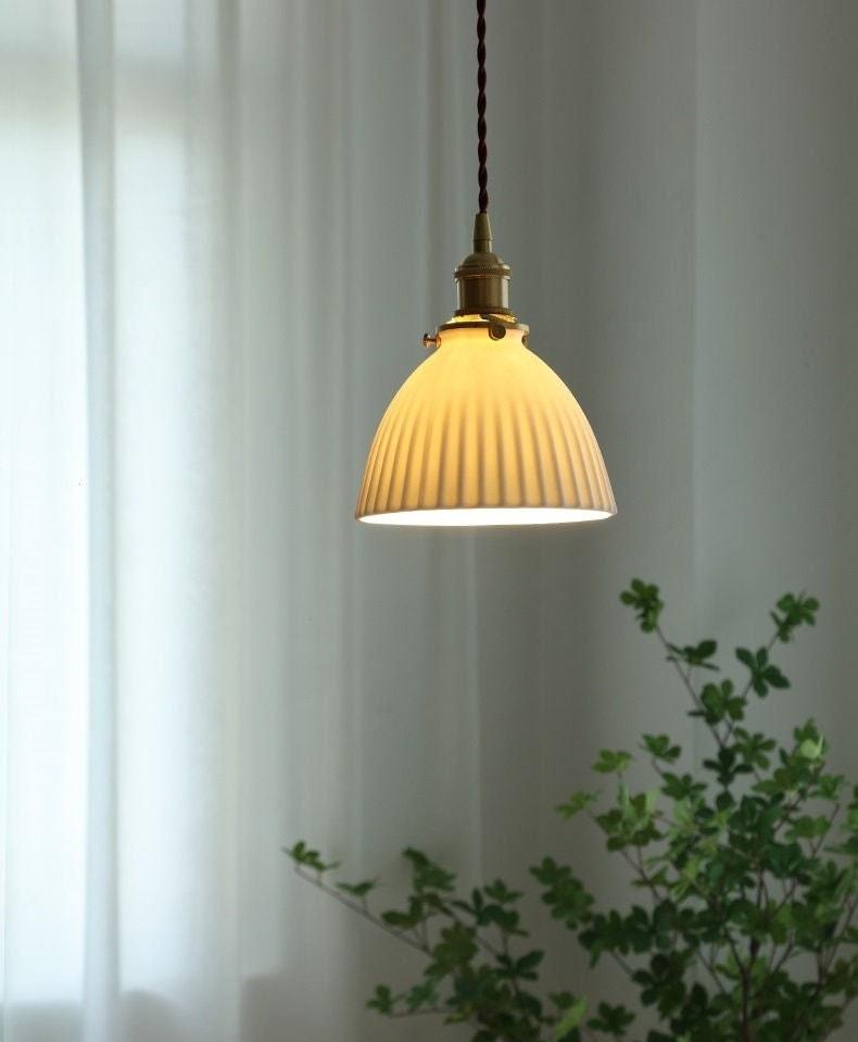 Classic White Hanging Lamp with LED Light - OutfitLondon