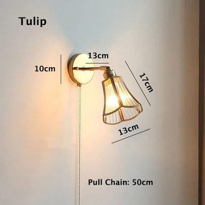 Vintage Style Glass Flower Wall Light With LED