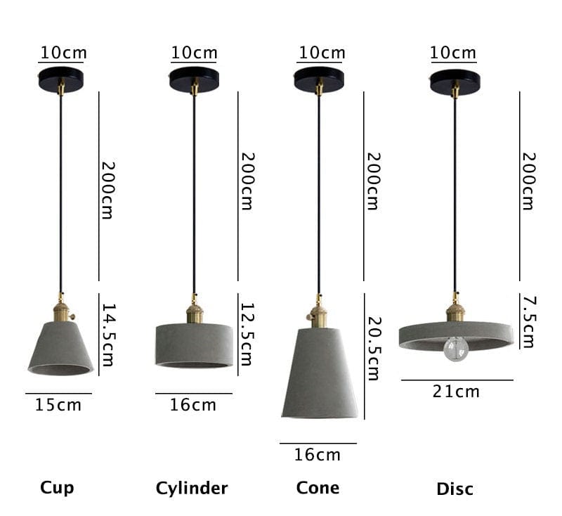 Modern Concrete Hanging Light with LED