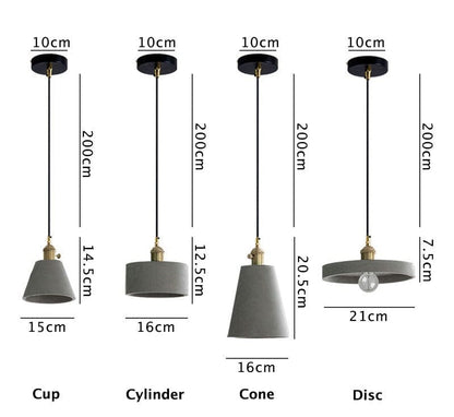 Modern Concrete Hanging Light with LED