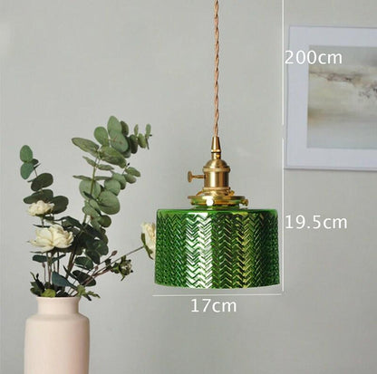 Elegant Green Glass Hanging LED Light Pendant