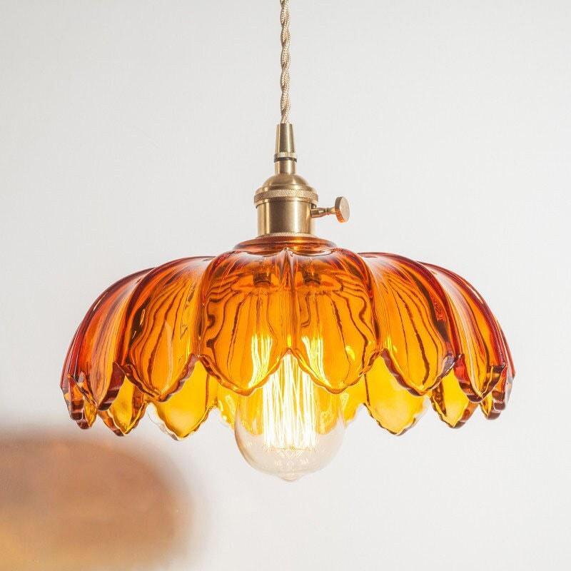 Luxury Glass Pendant Light with Brown Metal Shade