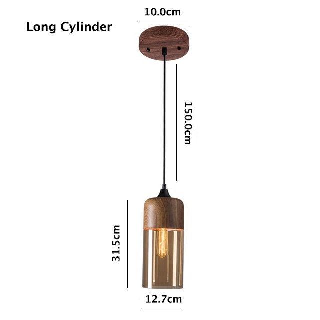 Vintage Industrial LED Pendant Light with Wood Tone