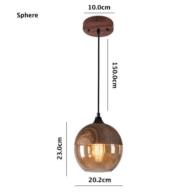 Vintage Industrial LED Pendant Light with Wood Tone