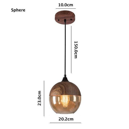 Vintage Industrial LED Pendant Light with Wood Tone