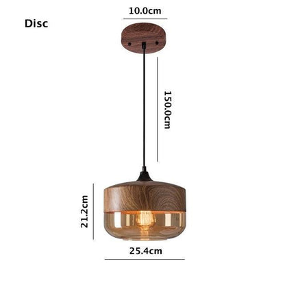 Vintage Industrial LED Pendant Light with Wood Tone