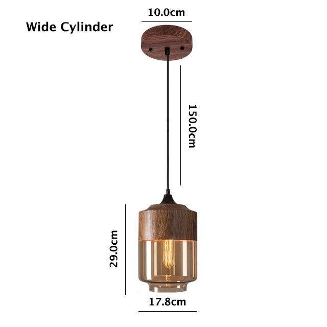 Vintage Industrial LED Pendant Light with Wood Tone