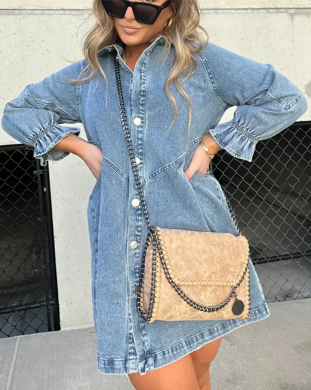 Trendy Women's Dark Blue Denim Dress