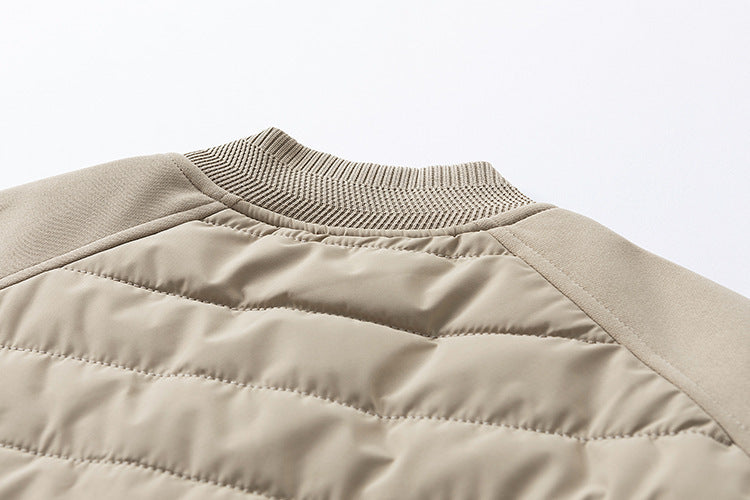 Men's Padded Quilted Bomber Coat with Fitted Sleeves