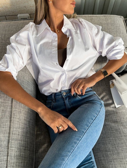 Relaxed Fit Women's Cotton Long Sleeve Shirt