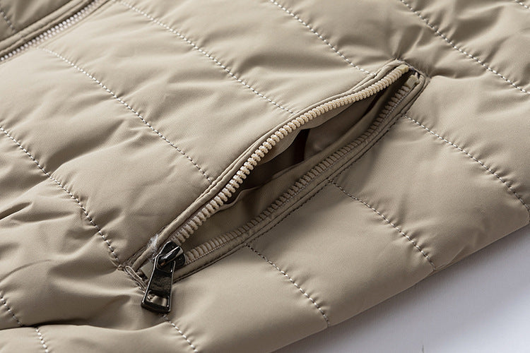 Men's Padded Quilted Bomber Coat with Fitted Sleeves
