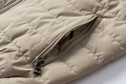 Men's Padded Quilted Bomber Coat with Fitted Sleeves