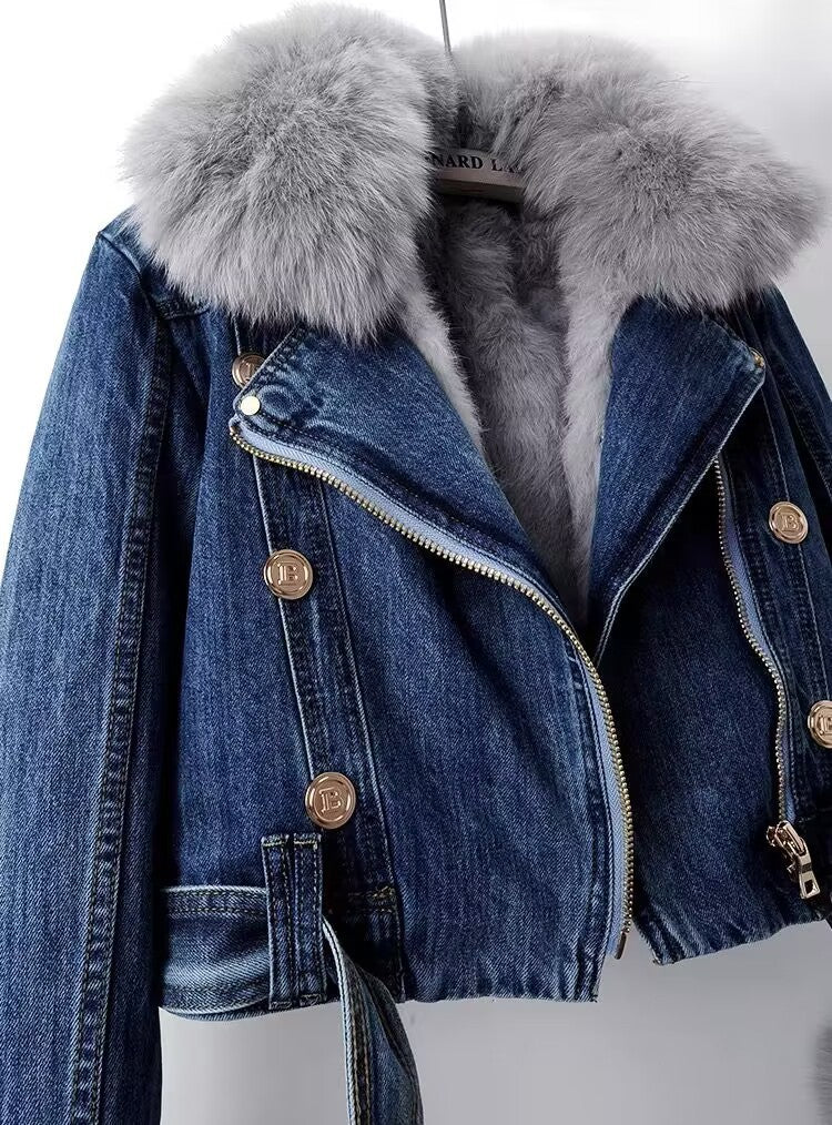 Soft Fleece Lined Women's Denim Coat