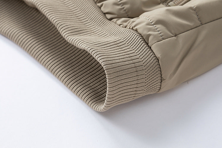 Men's Padded Quilted Bomber Coat with Fitted Sleeves