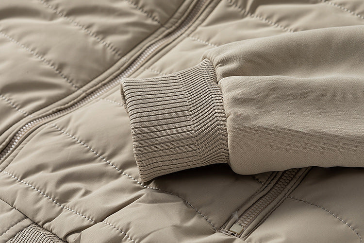 Men's Padded Quilted Bomber Coat with Fitted Sleeves