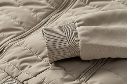 Men's Padded Quilted Bomber Coat with Fitted Sleeves