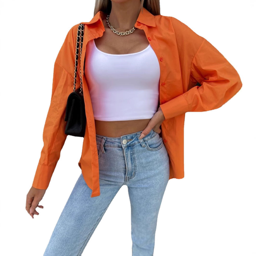 Relaxed Fit Women's Cotton Long Sleeve Shirt