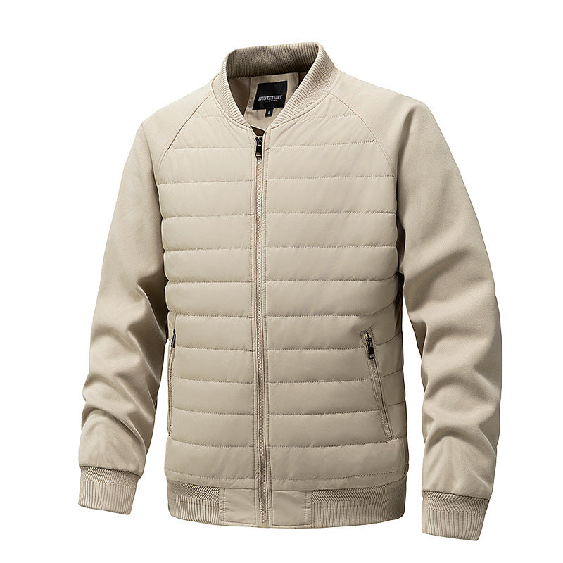 Men's Padded Quilted Bomber Coat with Fitted Sleeves
