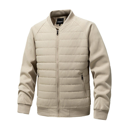 Men's Padded Quilted Bomber Coat with Fitted Sleeves