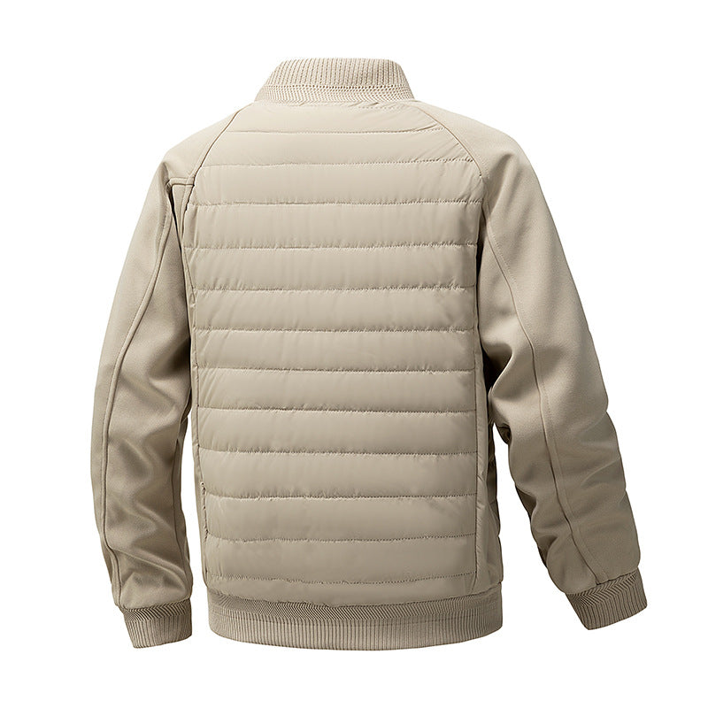 Men's Padded Quilted Bomber Coat with Fitted Sleeves