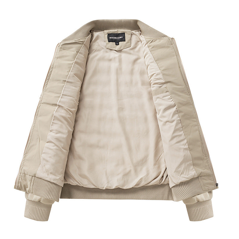 Men's Padded Quilted Bomber Coat with Fitted Sleeves