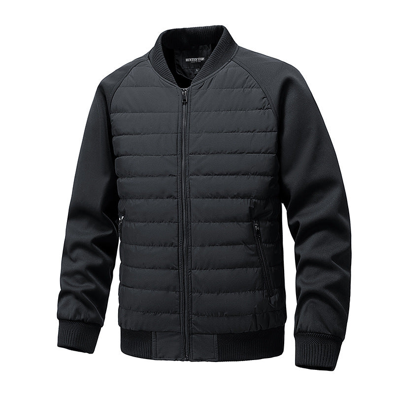 Men's Padded Quilted Bomber Coat with Fitted Sleeves
