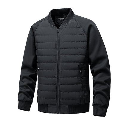Men's Padded Quilted Bomber Coat with Fitted Sleeves