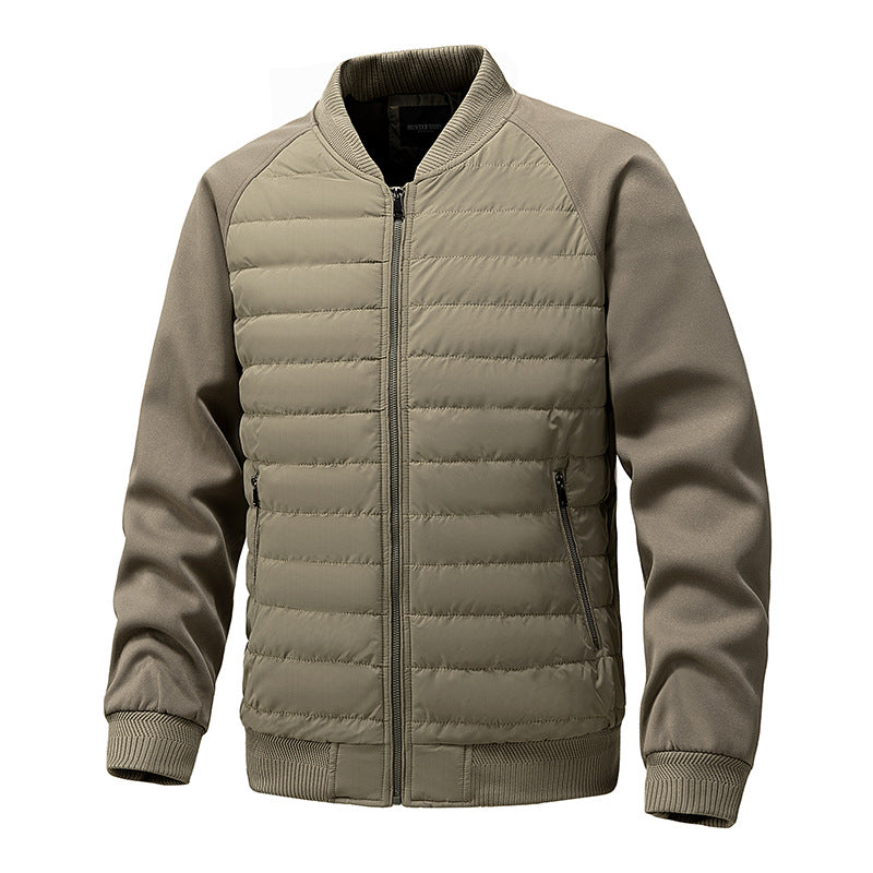 Men's Padded Quilted Bomber Coat with Fitted Sleeves