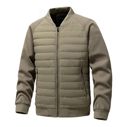 Men's Padded Quilted Bomber Coat with Fitted Sleeves