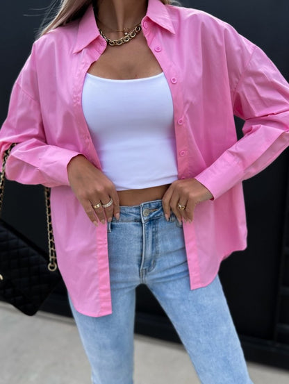 Relaxed Fit Women's Cotton Long Sleeve Shirt