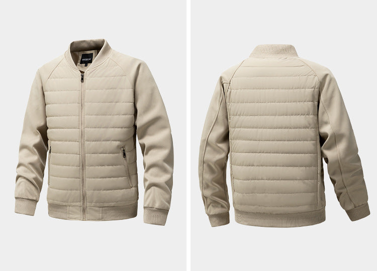 Men's Padded Quilted Bomber Coat with Fitted Sleeves