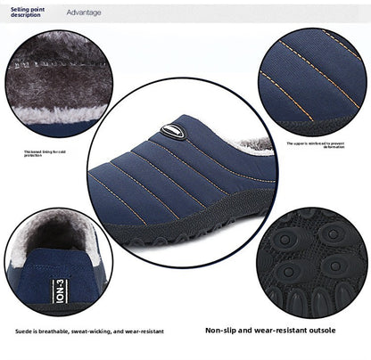 Fur Slippers For Men Waterproof Indoor And Outdoor Winter Slides
