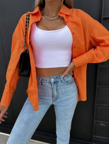 Relaxed Fit Women's Cotton Long Sleeve Shirt