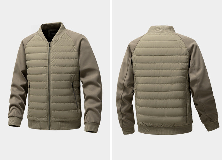 Men's Padded Quilted Bomber Coat with Fitted Sleeves
