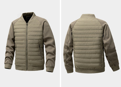 Men's Padded Quilted Bomber Coat with Fitted Sleeves